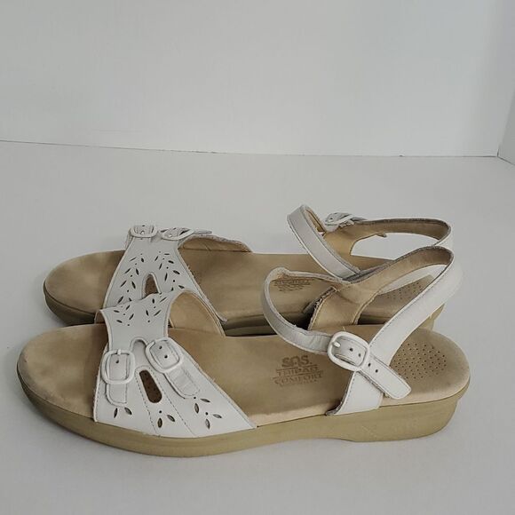 SAS Duo Quarter Strap Leather Sandals White Halo Size 11N - Picture 3 of 8